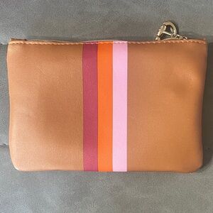 Striped Tan Makeup Bag